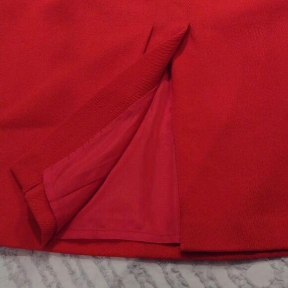 Vintage Matsu 100%‎ Wool Siren Red Career Pleated Pencil Skirt - Picture 6 of 6